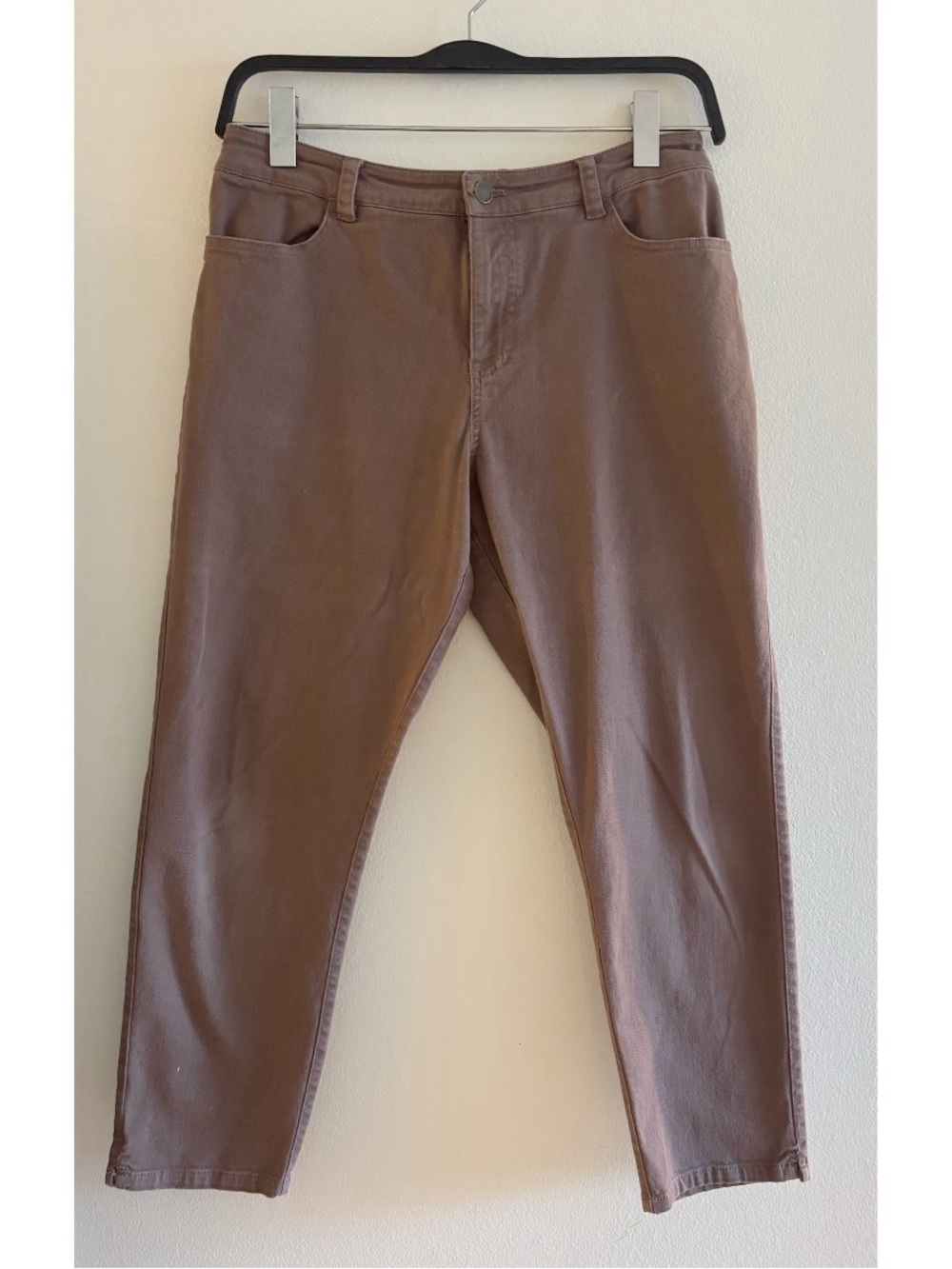 Pact Brown Pull On Denim Cropped Pants Large